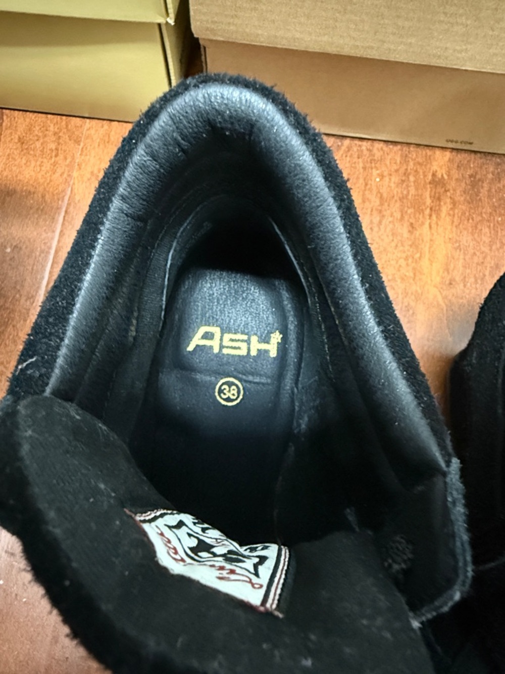 Ash Bowie Wedge High Top Sneakers Size: 38 black suede NWT - Picture 13 of 15
